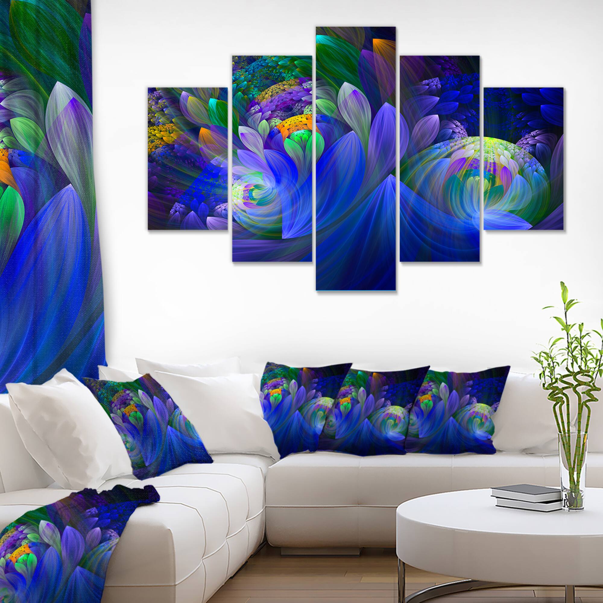 Designart - Blue Fractal Flower Bouquet